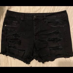 American Eagle distressed black jean shorts